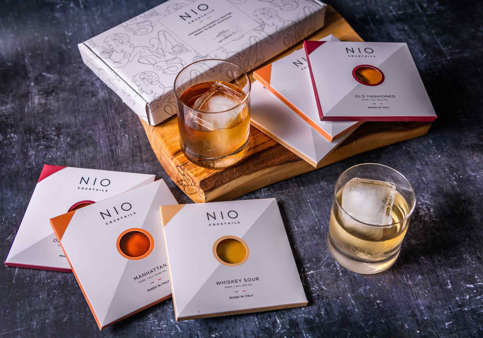 Crafted with Bulleit Bourbon, a selection of cocktails for the Whiskey lover. NIO Cocktails Whiskey Box traverses geography and tastes alike,  delivered through your letterbox. Just add ice to enjoy. Shop now.